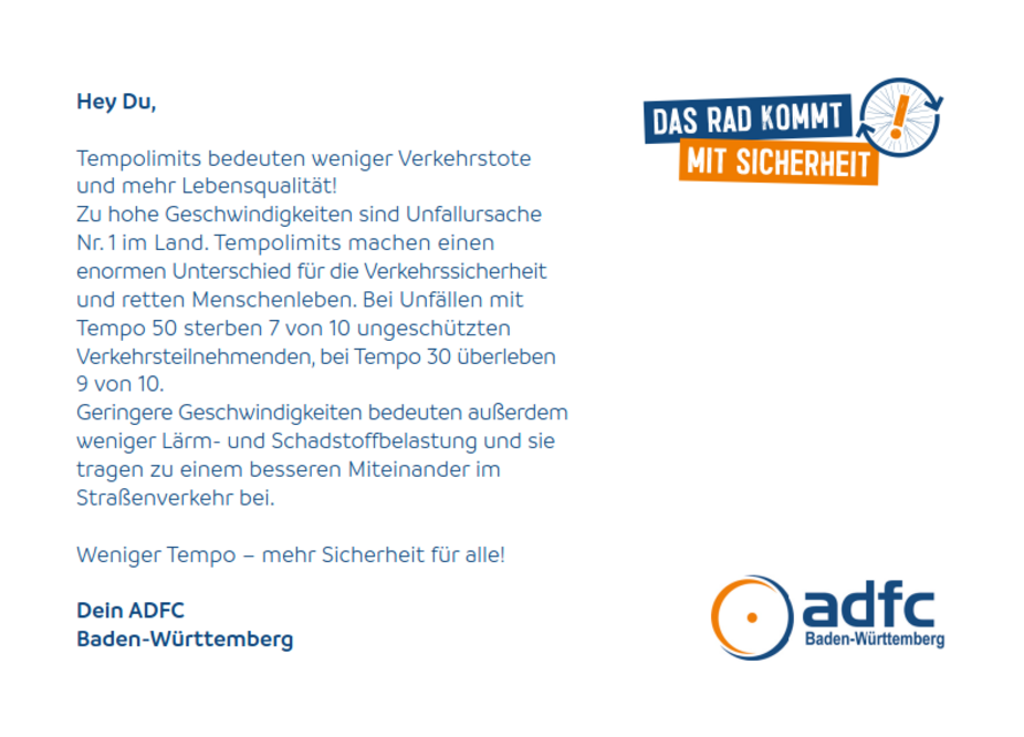 Tempo runter, Rückseite