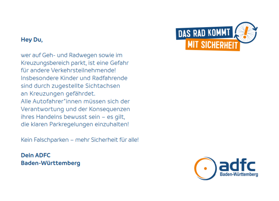 kein Falschparken, Rückseite