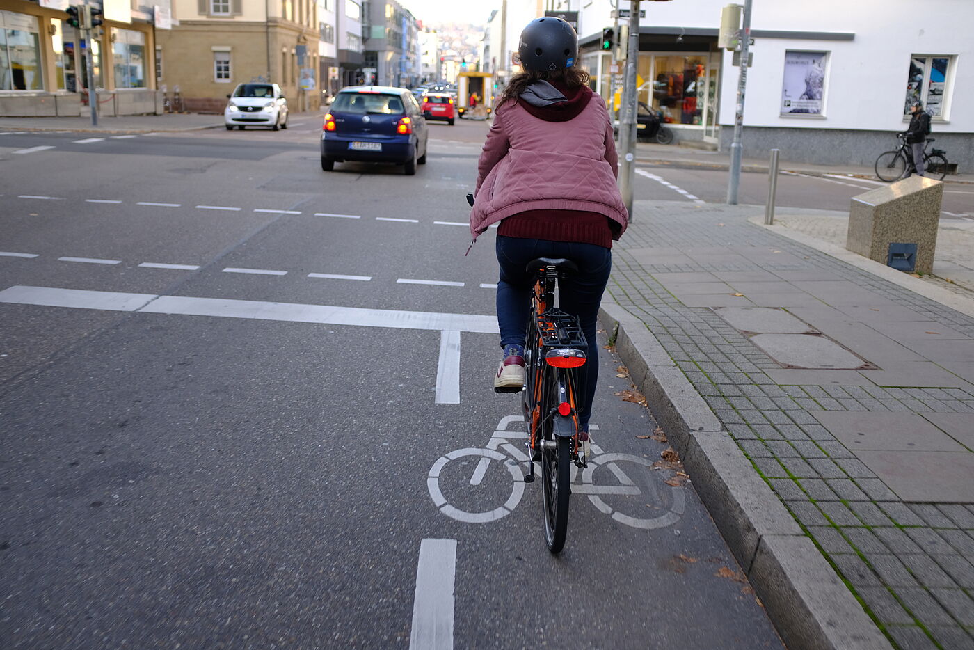 Schutzstreifen in der Silberburgstraße, Stuttgart