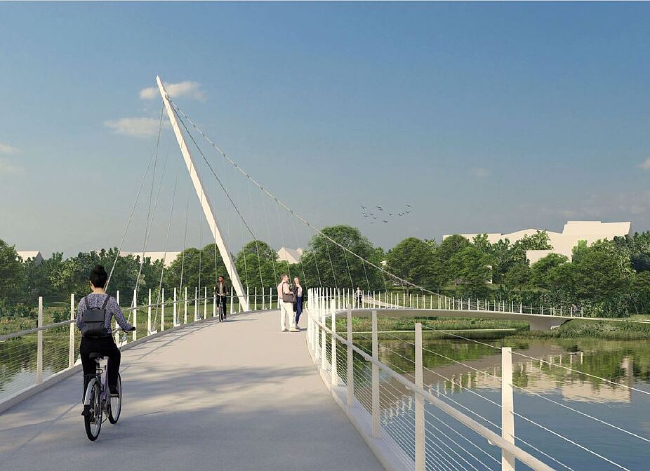 Modell neue Fuß- und Radwegebrücke Modell neue Fuß- und Radwegebrücke