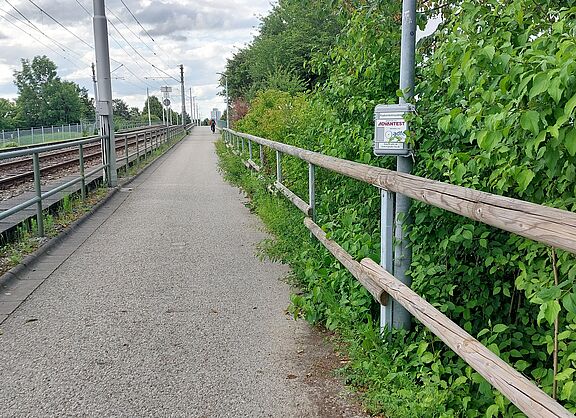 Radverkehrszähler in Unteraichen in der Nähe der Autobahnbrücke