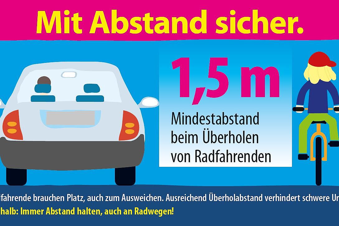 Plakataktion des ADFC "Mit Abstand sicher" (zum Überholabstand innerorts)) Plakataktion des ADFC "Mit Abstand sicher" (zum Überholabstand innerorts)