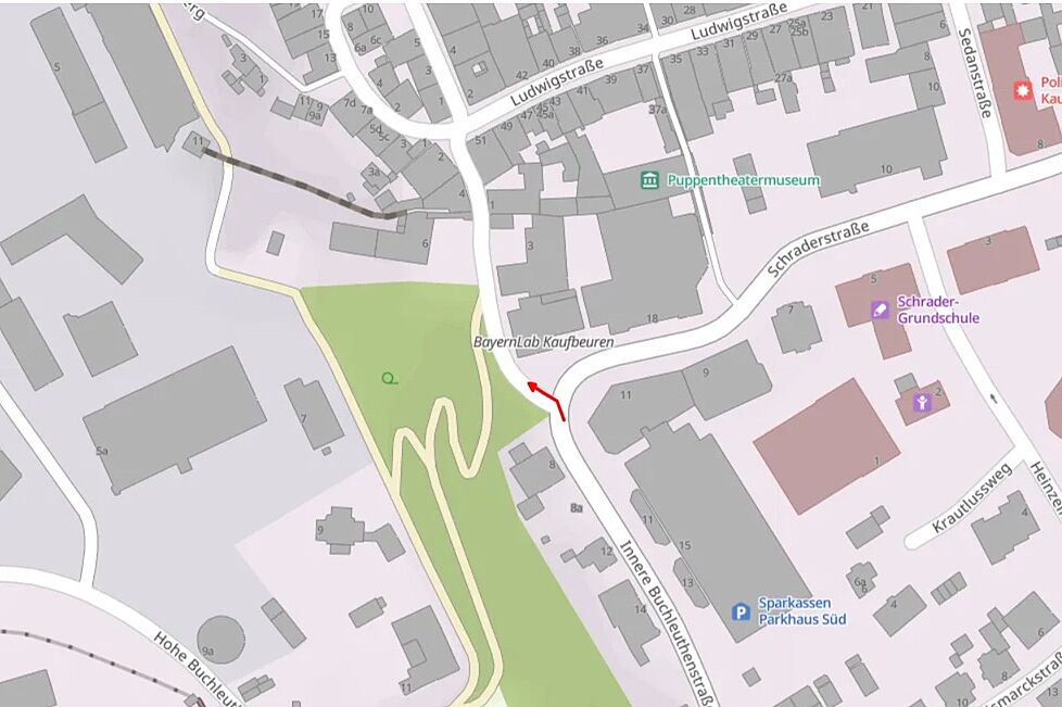 Innere Buchleuthenstr Stadtplan mit Pfeil