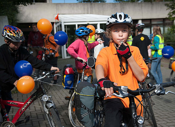 Zum Abschluss jedes jufafes gibt es eine Fahrrad-Demo.